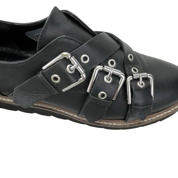 Shellys London Creepers Buckles Black Leather Size Approx US Women 11 - Picture 9 of 16